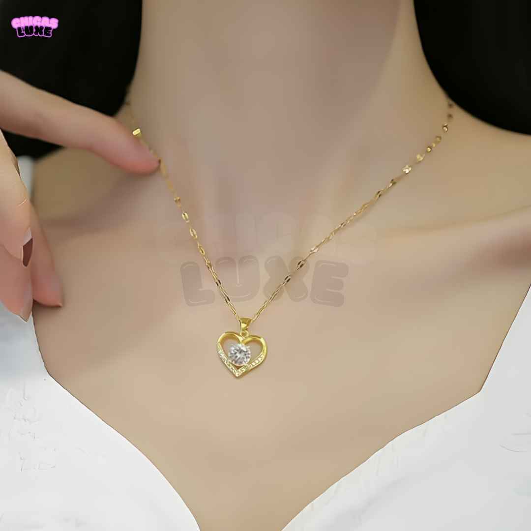 Corazón Dorado™-Collar con Diamante